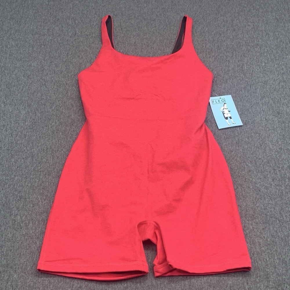 NWT Fleo Bodysuit Women's L Pink Open Back Jumpsuit One Piece Weightlifting